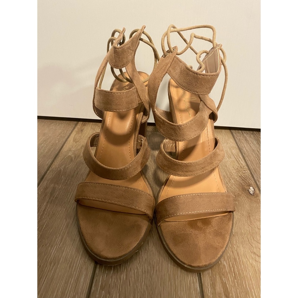 Lulu’s “Sydney” Beige Strapped Heels